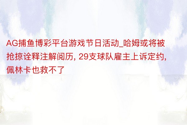 AG捕鱼博彩平台游戏节日活动_哈姆或将被抢掠诠释注解阅历, 29支球队雇主上诉定约, 佩林卡也救不了