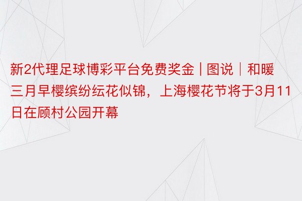 新2代理足球博彩平台免费奖金 | 图说│和暖三月早樱缤纷纭花似锦，上海樱花节将于3月11日在顾村公园开幕