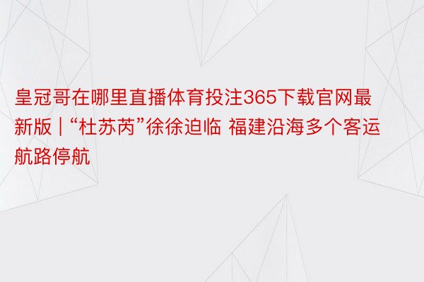 皇冠哥在哪里直播体育投注365下载官网最新版 | “杜苏芮”徐徐迫临 福建沿海多个客运航路停航