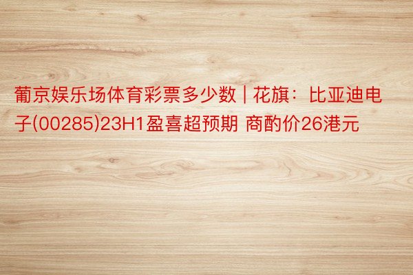 葡京娱乐场体育彩票多少数 | 花旗：比亚迪电子(00285)23H1盈喜超预期 商酌价26港元