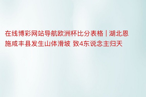 在线博彩网站导航欧洲杯比分表格 | 湖北恩施咸丰县发生山体滑坡 致4东说念主归天