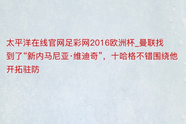 太平洋在线官网足彩网2016欧洲杯_曼联找到了“新内马尼亚·维迪奇”，十哈格不错围绕他开拓驻防