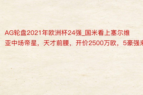 AG轮盘2021年欧洲杯24强_国米看上塞尔维亚中场帝星，天才前腰，开价2500万欧，5豪强来抢