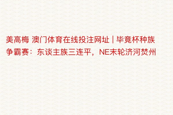 美高梅 澳门体育在线投注网址 | 毕竟杯种族争霸赛：东谈主族三连平，NE末轮济河焚州