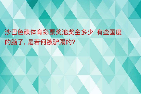 沙巴色碟体育彩票奖池奖金多少_有些国度的脑子, 是若何被驴踢的?