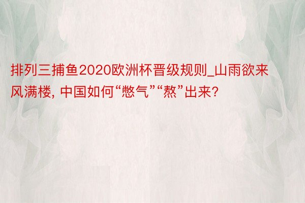 排列三捕鱼2020欧洲杯晋级规则_山雨欲来风满楼, 中国如何“憋气”“熬”出来?