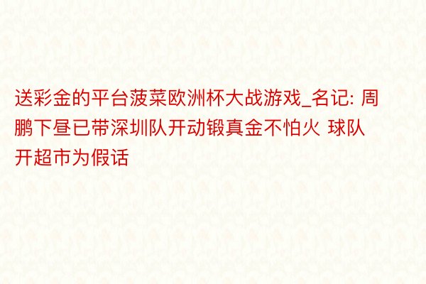 送彩金的平台菠菜欧洲杯大战游戏_名记: 周鹏下昼已带深圳队开动锻真金不怕火 球队开超市为假话